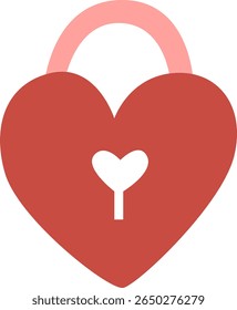  Heart-shaped padlock icon. Red love lock with keyhole. Flat vector illustration symbolizing security, commitment, and romance.