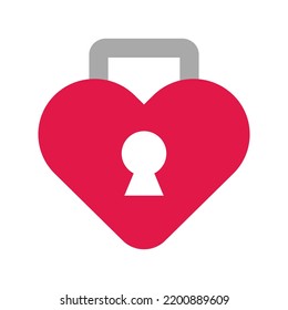 Heart-shaped padlock icon. Security. Vector.