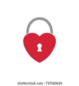 heart-shaped padlock icon- vector illustration