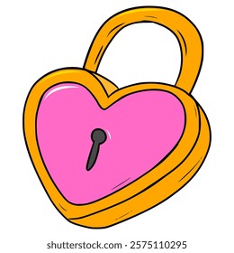 heart-shaped padlock illustration hand drawn isolated vector