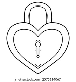 heart-shaped padlock illustration hand drawn outline vector