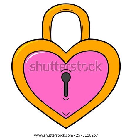 heart-shaped padlock illustration hand drawn isolated vector
