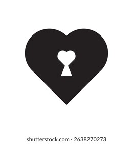 heart-shaped padlock with a keyhole, symbolizing secure love or emotional protection. Great for wedding graphics or relationship themes. EPS vector.