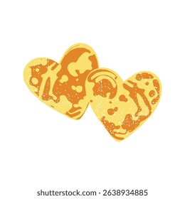 Heart-shaped pancakes with powdered sugar. Vector illustration. 