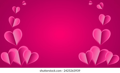 A heart-shaped paper element gracefully floats against a soft pink background, creating a whimsical and romantic scene.  