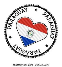 Heart-shaped Paraguay flag badge vector illustration.