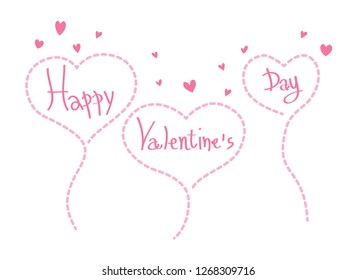 Heart-shaped patch lines and Valentine's Day greeting on a white background.