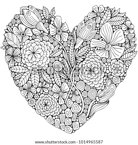 Heartshaped Pattern Adult Coloring Book Floral Stock Vector (Royalty ...