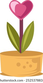 Heart-Shaped Plant in Pot Illustration Love