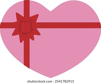 Heart-shaped present with red ribbon