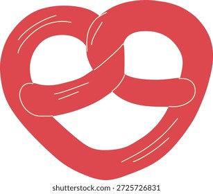 Ein herzförmiger Brezel-Keks mit glatter Oberfläche, der Süße, Liebe und ein verspieltes Backdesign symbolisiert.