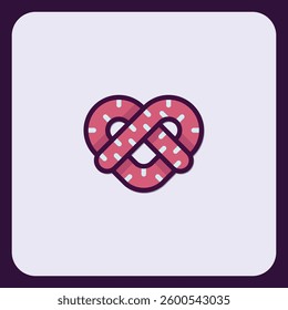 Heart-Shaped Pretzel Icon: Sweet Bakery Treat Design