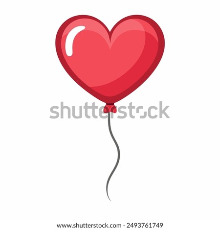 A heartshaped red balloon with a string, symbolizing love and affection