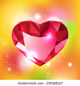 Heart-shaped red diamond vector illustration