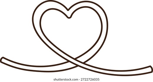 La cinta en forma de corazón forma una línea en bucle con curvas suaves y extremos abiertos. Símbolo de amor, cuidado, romance, boda y caridad, evocando conexión y unidad. Ilustración vectorial de dibujos animados.