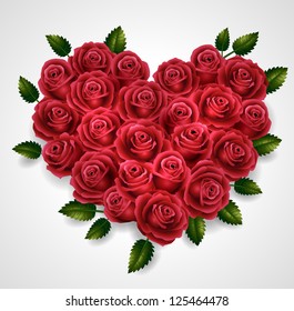 Heart-shaped rose bouquet - vector illustration.