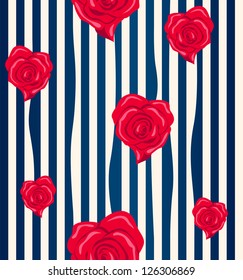 Heart-shaped roses seamless pattern