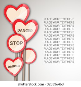 Heart-shaped and round signs with place for your text. Vector illustration for graphic design.