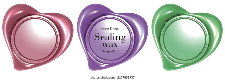 Heart-shaped seal wax Vector illustration