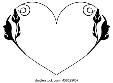 Heart-shaped silhouette frames. Vector clip art.