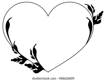 Heart-shaped silhouette frames. Vector clip art.