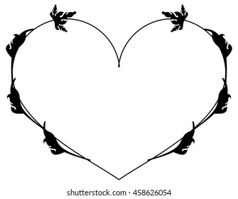 Heart-shaped silhouette frames. Vector clip art.