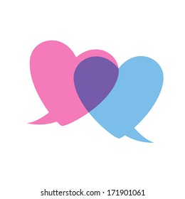 Heart-shaped speech bubbles. Good for Valentine's day design.