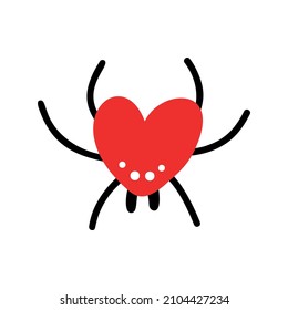 A heart-shaped spider. Vector icon for Valentine's Day. Vector illustration