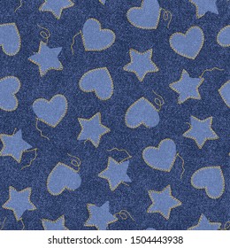 If heart-shaped; a star-shaped seamless pattern,