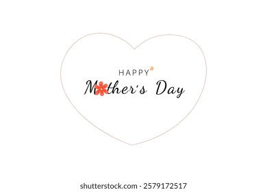 Heart-shaped sticker design with "Happy Mother's Day" text, cute and elegant gift decoration