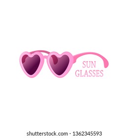 Heart-shaped sunglasses are pink. Vector