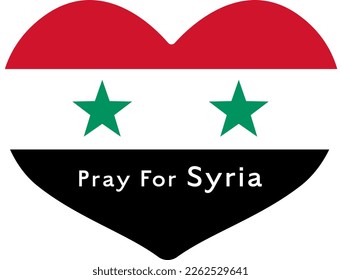 Heart-shaped Syrian flag and letters "Pray for Syria"