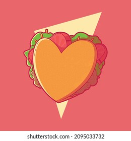 Heart-Shaped Taco vector illustration. Food, love, brand design concept.