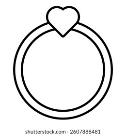 Heart-Shaped Top Double Band Ring Outline Icon