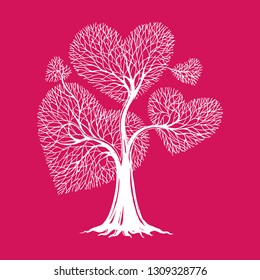 Heart-shaped Tree, hand drawing , isolated vector