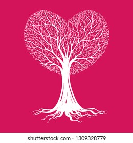 Heart-shaped Tree, hand drawing , isolated vector