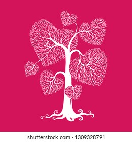 Heart-shaped Tree, hand drawing , isolated vector