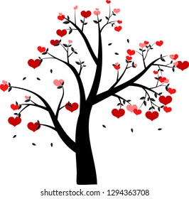a heart-shaped tree vector design for Valentine Day illustration white background.  