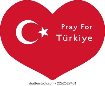 Heart-shaped Turkish flag and letters "Pray for Turkey"