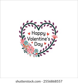 Heart-Shaped Valentine's Day Wreath with Flowers and Text
Modern Valentine's Day Card Design with Floral Heart Wreath
Colorful Valentine's Day Illustration with Romantic Elements
