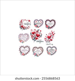 Heart-Shaped Valentine's Day Wreath with Flowers and Text
Modern Valentine's Day Card Design with Floral Heart Wreath
Colorful Valentine's Day Illustration with Romantic Elements
