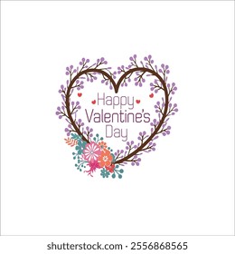 Heart-Shaped Valentine's Day Wreath with Flowers and Text
Modern Valentine's Day Card Design with Floral Heart Wreath
Colorful Valentine's Day Illustration with Romantic Elements
