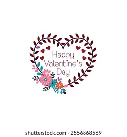 Heart-Shaped Valentine's Day Wreath with Flowers and Text
Modern Valentine's Day Card Design with Floral Heart Wreath
Colorful Valentine's Day Illustration with Romantic Elements
