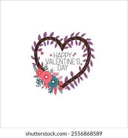 Heart-Shaped Valentine's Day Wreath with Flowers and Text
Modern Valentine's Day Card Design with Floral Heart Wreath
Colorful Valentine's Day Illustration with Romantic Elements
