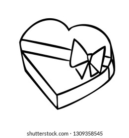 heart-shaped vector box decorated with a bow