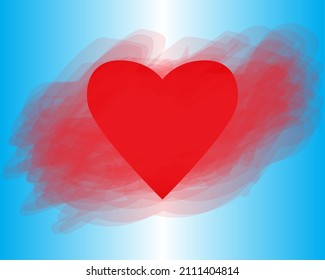 Dibujo vectorial en forma de corazón sobre fondo azul Transmite el confuso amor de la gente en estos días.