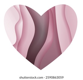 Heart-shaped vector illustration showcasing soft pink and maroon waves in an abstract design suitable for various creative projects