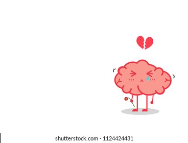 ิbrain heartsick cartoon vector. heart breaker concept. lonely.
