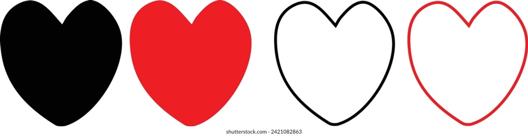 hearts|Red heart icons set vector | Love | Logo | Variations|Heart,valentine heart| love,
 romance or valentine's day red vector icon|