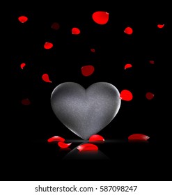 heart-stone and red petals